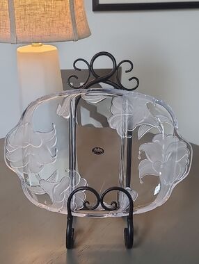 Crystal Clear Studios Japan Frosted Iris Floral Serving Plate